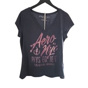 Aeropostale Women's Dark Blue Graphic Tee